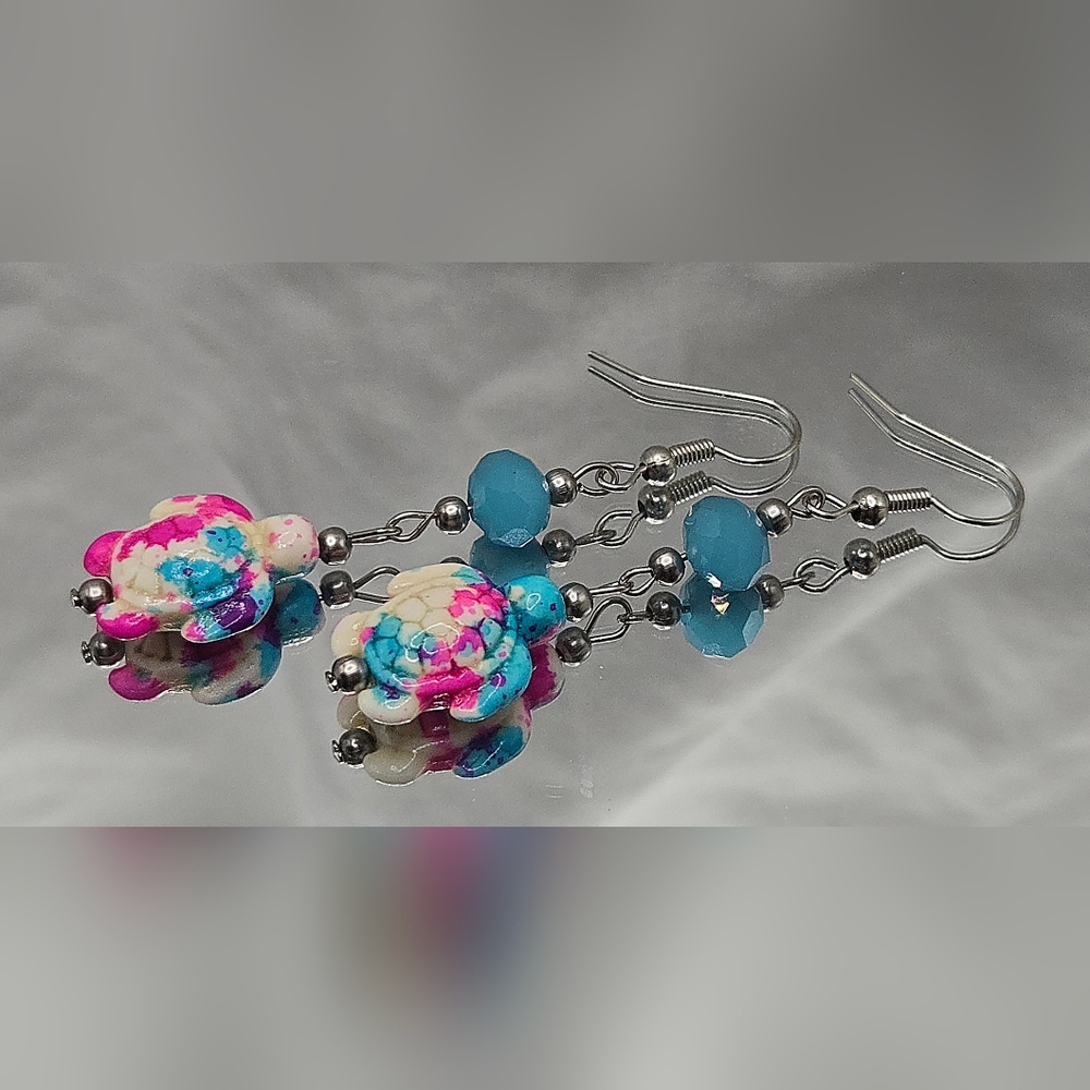 Colorful Turtle Dangle Earrings